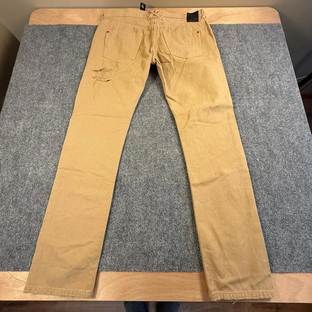 10 Deep Men's Distressed Tan Cotton Pants Size 36 NWT #1816‎